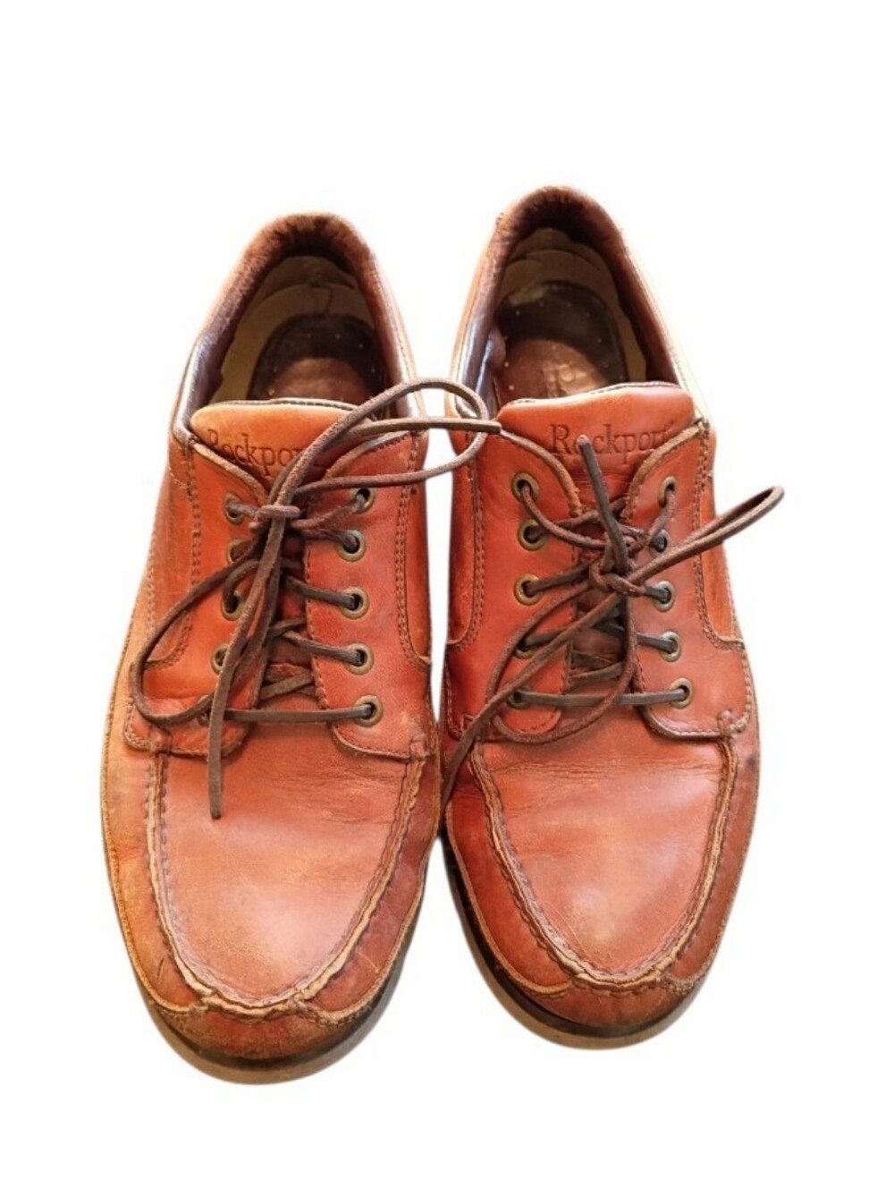 Shoes Size 11.5 Rockport Men's Cognac Leather Boat Shoes with Brown Laces
